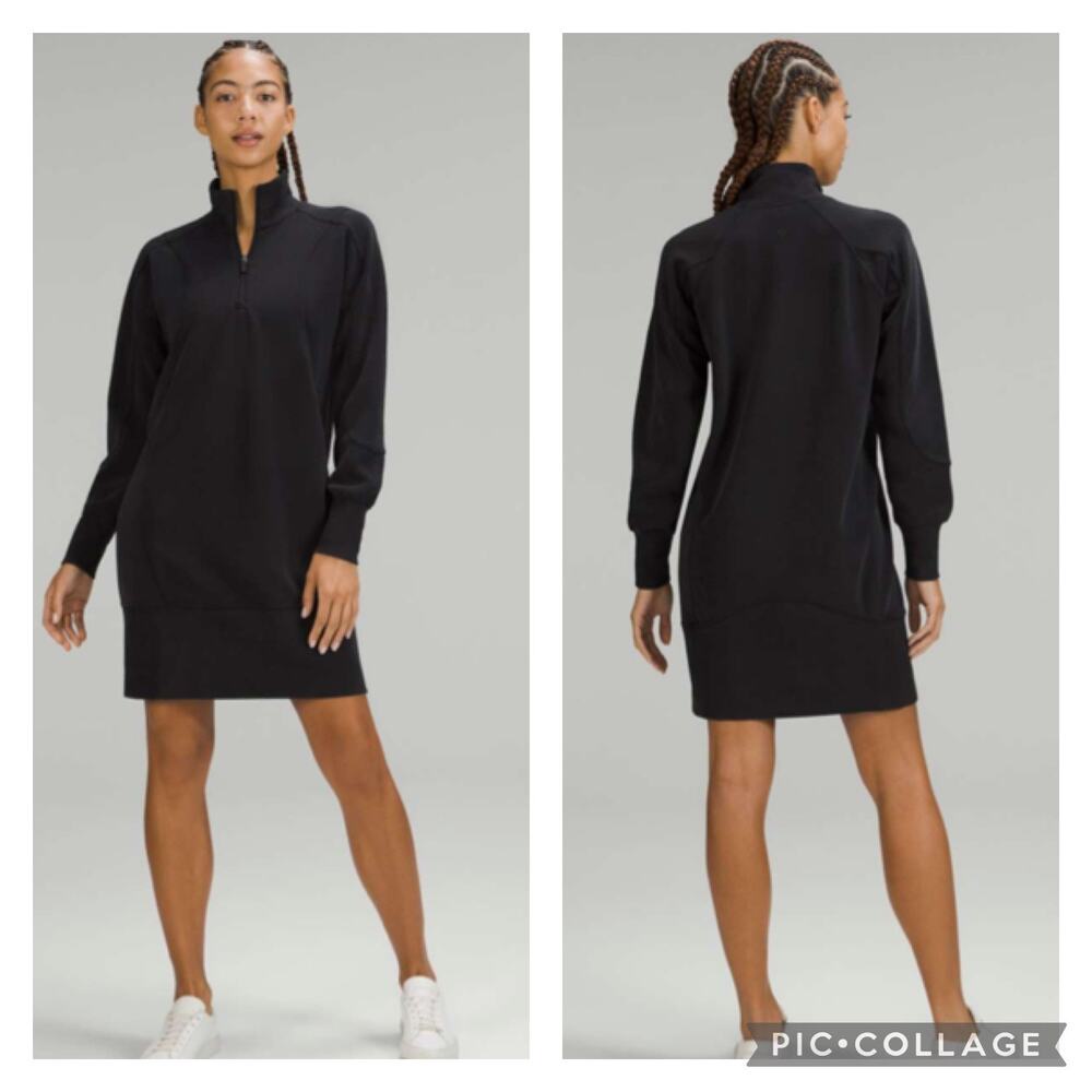 Lululemon Softstreme Long Sleeve Half Zip Dress Black Size 8 - Picture 1 of 6